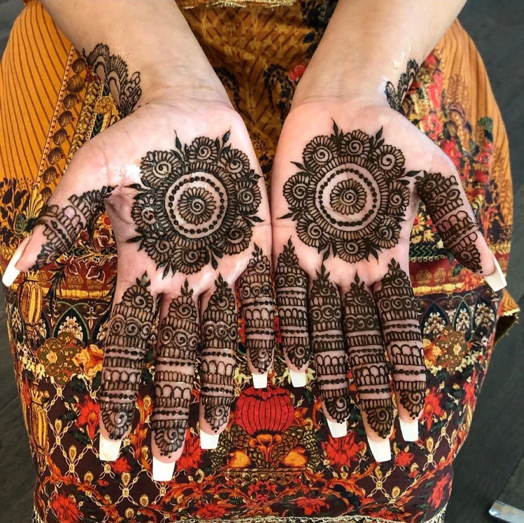 Close-up of Pakistani-style bridal mehndi