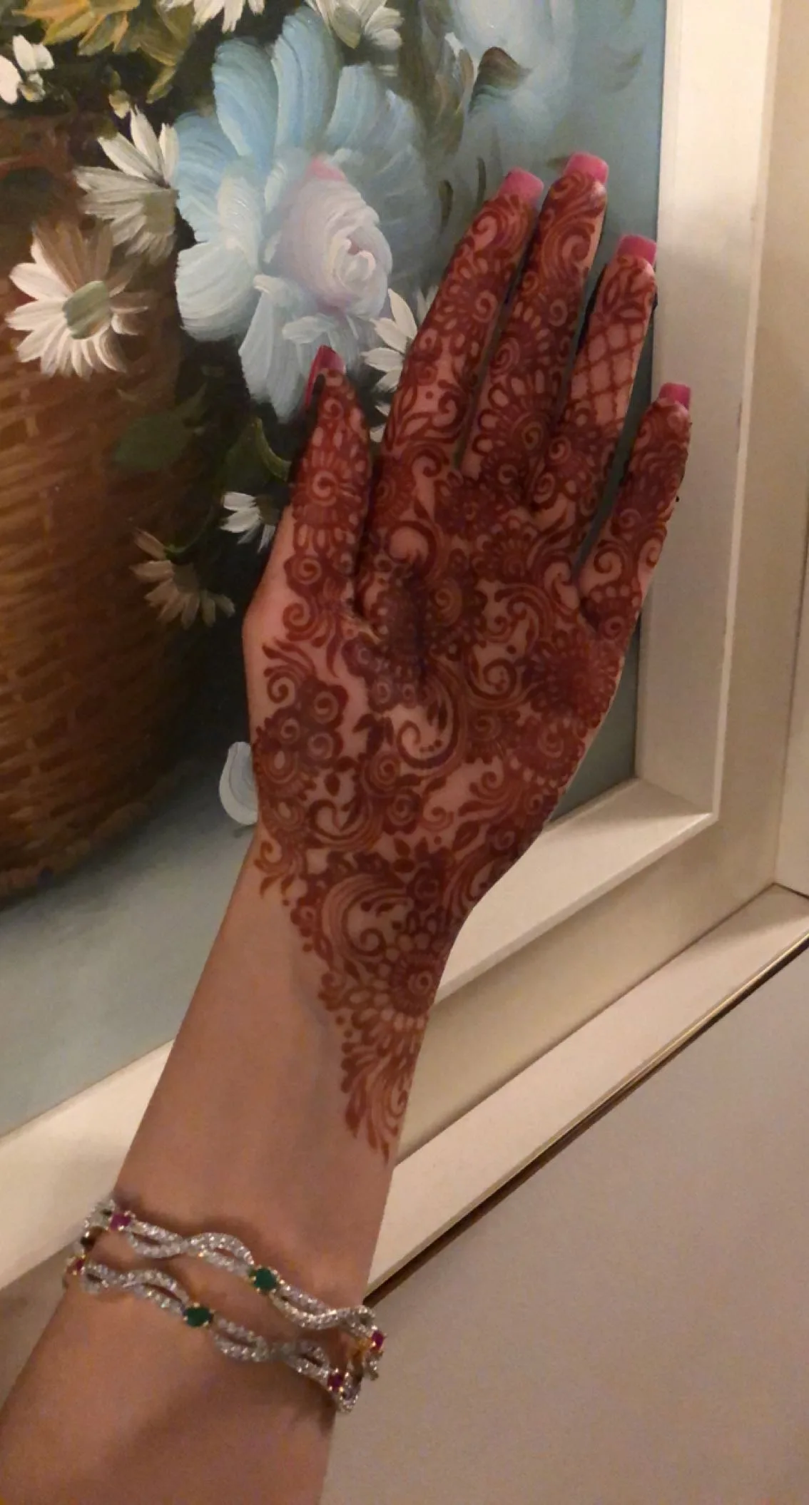 Comparison of a fresh, lighter henna stain