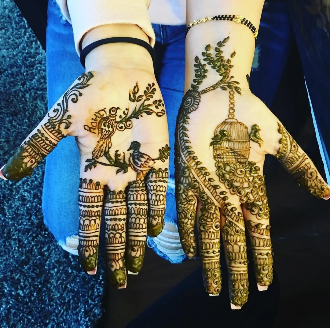 Indian-style focal motif henna design